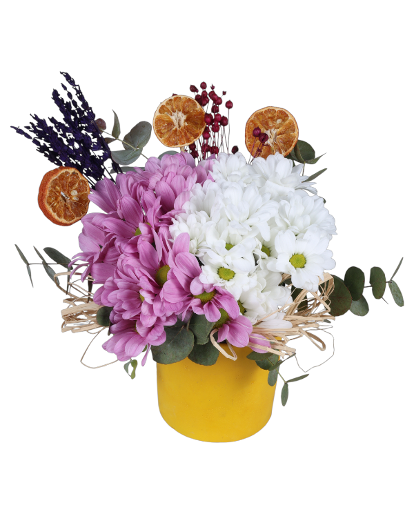 Seramikte Pembe Beyaz Papatyalar