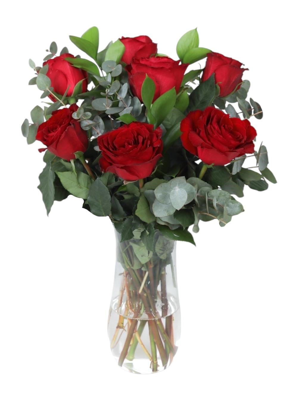 Vazoda 7 Kırmızı Gül