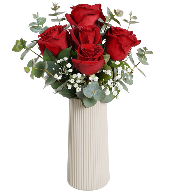 Vazoda Kırmızı 5 Gül